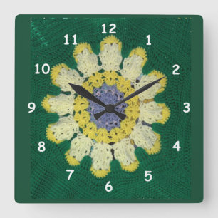 Clock - Crochet Pattern - Daisy Vierkante Klok