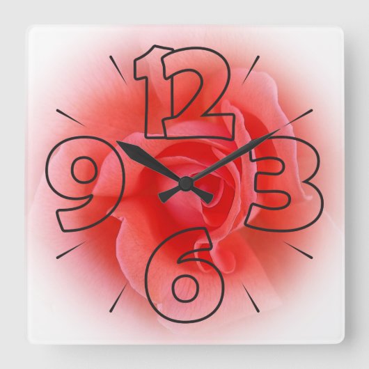 Clock dial 15 - numbers and dashes vierkante klok (Voorkant)