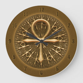 CLOCK - EGYPTIAN ANKH GOLDEN ORNAMENT GROTE KLOK