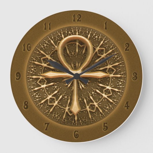 CLOCK - EGYPTIAN ANKH GOLDEN ORNAMENT GROTE KLOK (Voorkant)
