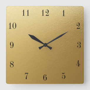 Clock Face Sjabloon Industrial Roman Font Golden Vierkante Klok