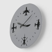 Clock Face with Airplane icons Cool Pilot Aviation Grote Klok (Hoek)