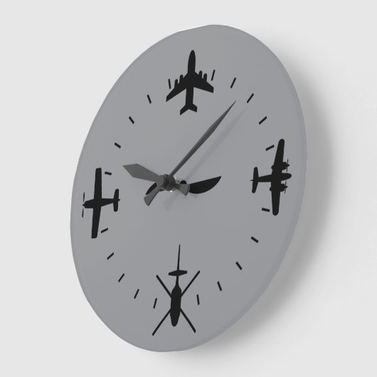 Clock Face with Airplane icons Cool Pilot Aviation Grote Klok (Hoek)