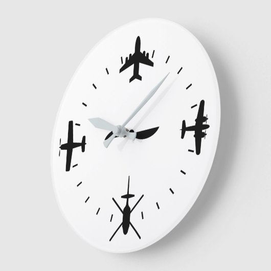 Clock Face with Airplane icons Cool Pilot Aviation Grote Klok (Hoek)