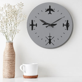 Clock Face with Airplane icons Cool Pilot Aviation Grote Klok