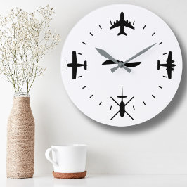 Clock Face with Airplane icons Cool Pilot Aviation Grote Klok