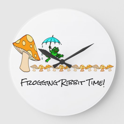 Clock Frogging Ribbit Time Mushroom Grote Klok (Voorkant)