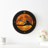 CLOCK FULLL MOON CAT SILHOUETTE GROTE KLOK (Huis)
