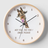 Clock Giraffe afspelen - glimlach - aangepaste tek (Voorkant)