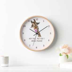 Clock Giraffe afspelen - glimlach - aangepaste tek