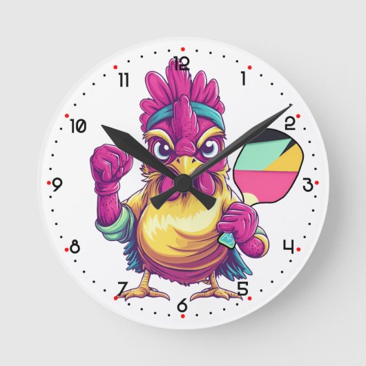 Clock in. Cluck out. Game on Pickleball  Ronde Klok (Voorkant)