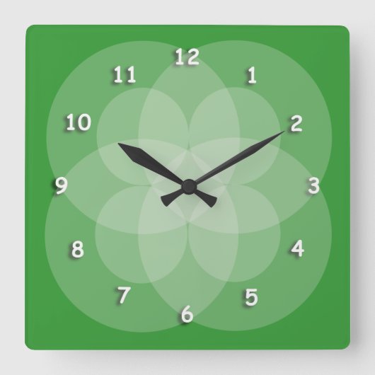 Clock - Intersecting Circles with White Numerals Vierkante Klok (Voorkant)