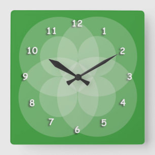 Clock - Intersecting Circles with White Numerals Vierkante Klok
