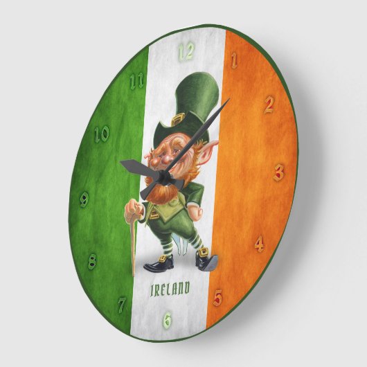CLOCK - IRISH FLAG LEPRECHAUN GROTE KLOK (Hoek)