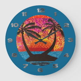 Clock - Island Sunset seen Through Porthole Grote Klok