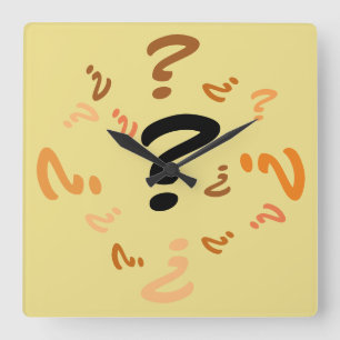 Clock - Marks in Orange and Brown-vraag Vierkante Klok