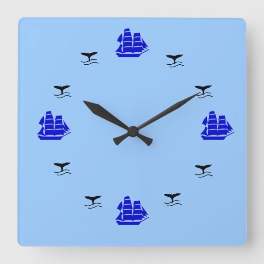 Clock - Nautical Time Vierkante Klok (Voorkant)