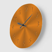 CLOCK - ORANGE METAL LOOK CURVED HOUR NUMBES GROTE KLOK (Hoek)