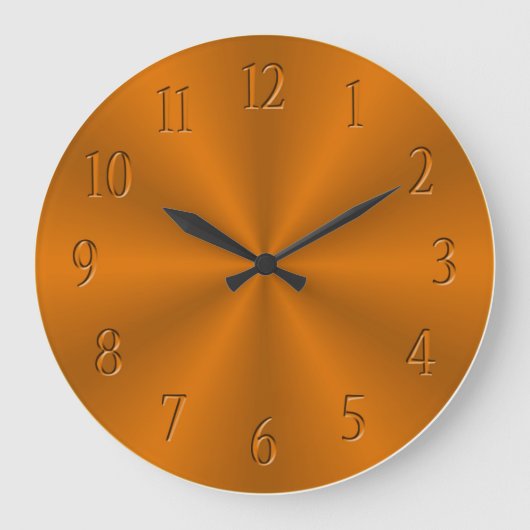 CLOCK - ORANGE METAL LOOK CURVED HOUR NUMBES GROTE KLOK (Voorkant)