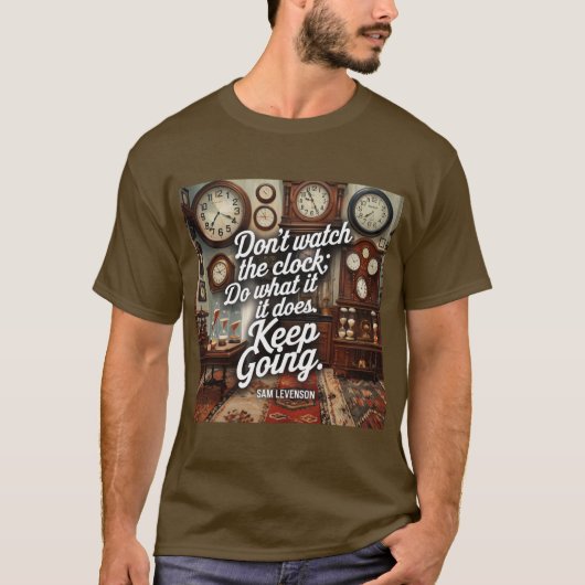 Clock Productivity Quote Bruin T-shirt (Voorkant)