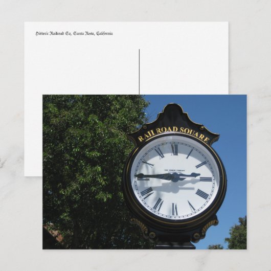 Clock Railroad sq. Santa Rosa, Ca. Briefkaart (Voorkant / Achterkant)