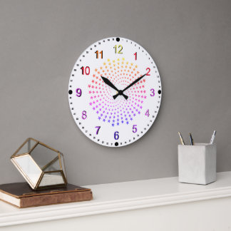 Clock - Rainbow Colored Stars Grote Klok