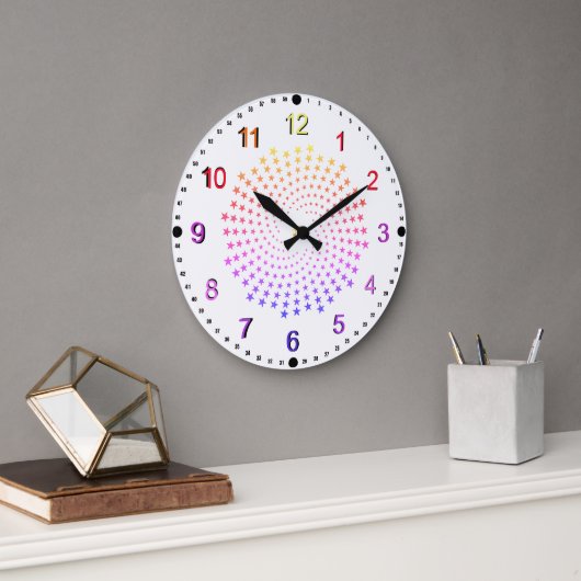 Clock - Rainbow Colored Stars Grote Klok (Kantoor)