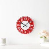 CLOCK  roman getallen wit rood Ronde Klok (Huis)