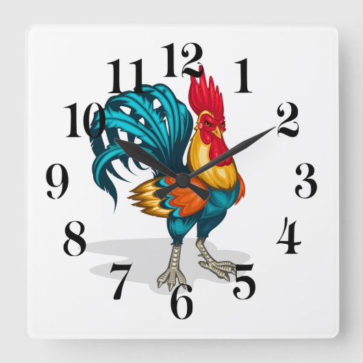Clock-Rooster Vierkante Klok (Voorkant)