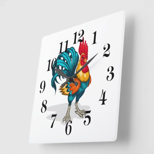 Clock-Rooster Vierkante Klok (Hoek)