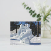 Clock Snow Sculpture, Quebec, Canada Briefkaart (Staand voorkant)