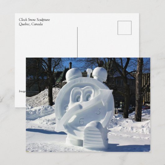Clock Snow Sculpture, Quebec, Canada Briefkaart (Voorkant / Achterkant)