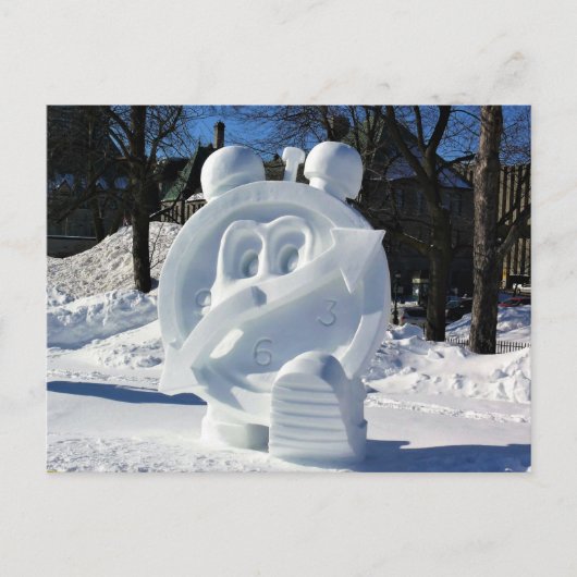 Clock Snow Sculpture, Quebec, Canada Briefkaart (Voorkant)