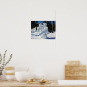 Clock Snow Sculpture, Quebec, Canada Poster (Keuken)