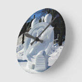 Clock Snow Sculpture, Quebec, Canada Ronde Klok (Hoek)