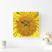 Clock - Sunflower Florets Vierkante Klok (Huis)
