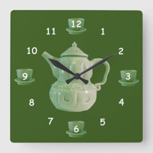 Clock - Tea Time Vierkante Klok