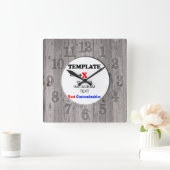 Clock Template | Wood Fence Vierkante Klok (Huis)