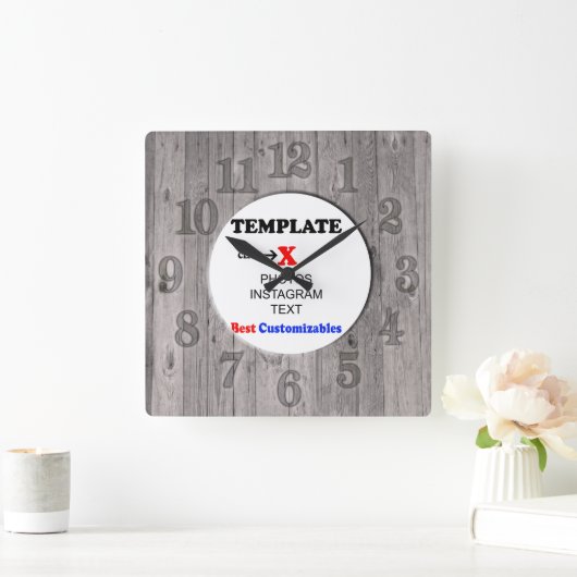 Clock Template | Wood Fence Vierkante Klok (Huis)