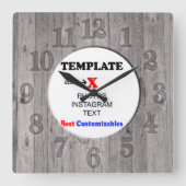 Clock Template | Wood Fence Vierkante Klok (Voorkant)