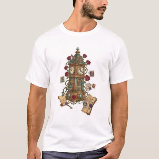 Clock Tower Fantasy Time Machine Illustration T-shirt (Voorkant)