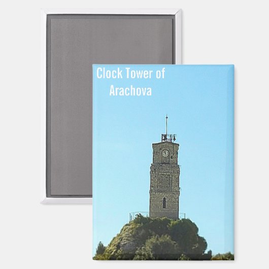Clock Tower of Arachova Greece Magnet (Voorkant / Achterkant)