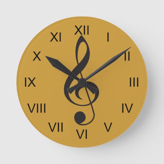 Clock Treble Clef Music Clock Gift Ronde Klok (Voorkant)