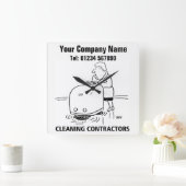 Clock voor Cartoon van reinigingsservices Vierkante Klok (Huis)