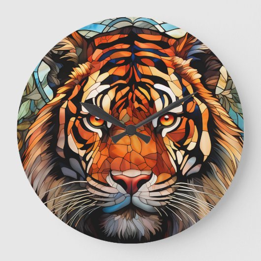 Clock with Tiger Design Grote Klok (Voorkant)