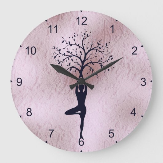 CLOCK - YOGA LADY SILHOUETTE TREE GROTE KLOK (Voorkant)