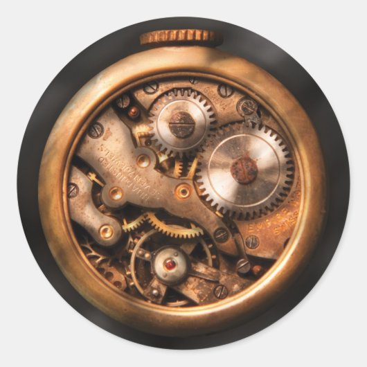 Clockmaker - tandwielen ronde sticker (Voorkant)