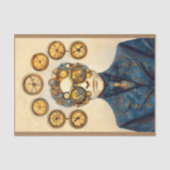 Clockpunk Steampunk Man, Blauw & Goud Z7 Decoupage Tissuepapier (Voorkant)