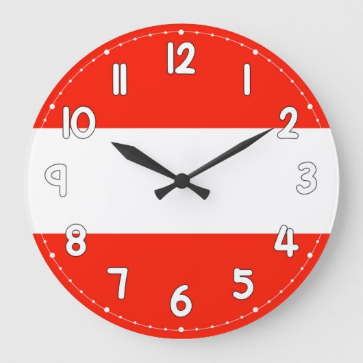 Clocks Austria Country Flag Wall Clock Grote Klok (Voorkant)