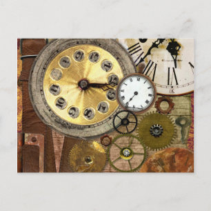Clocks oude Steampunk Art Briefkaart